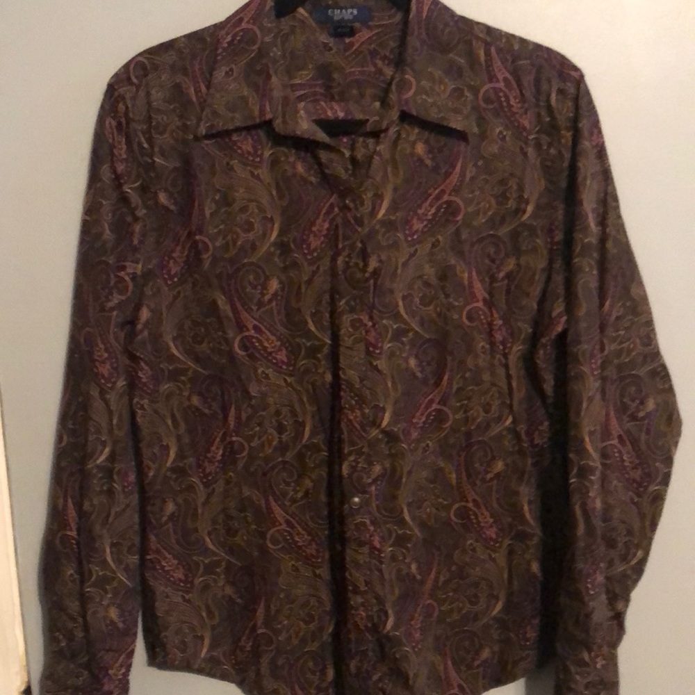 Like New Chaps Paisley Print Longsleeve Blouse Large